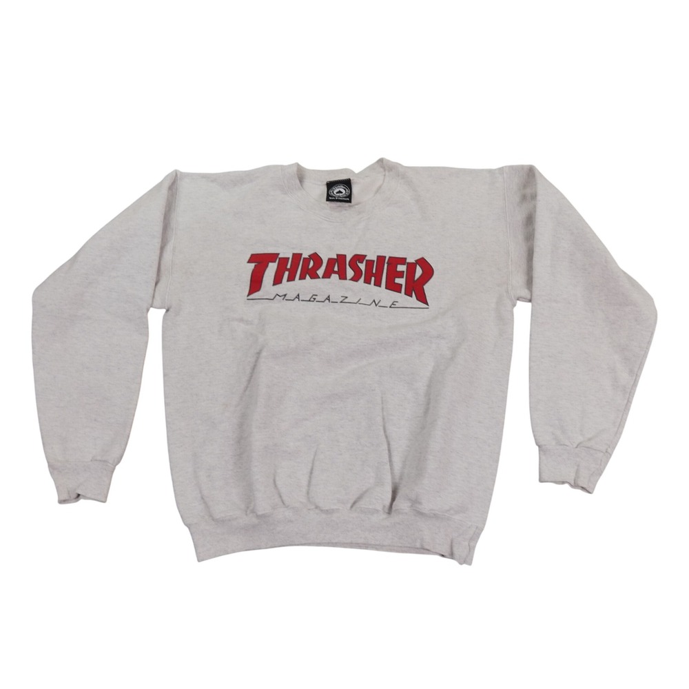 Thrasher Magazine Sweatshirt Mens Small Gray Crewneck Skate Logo Pullover‎